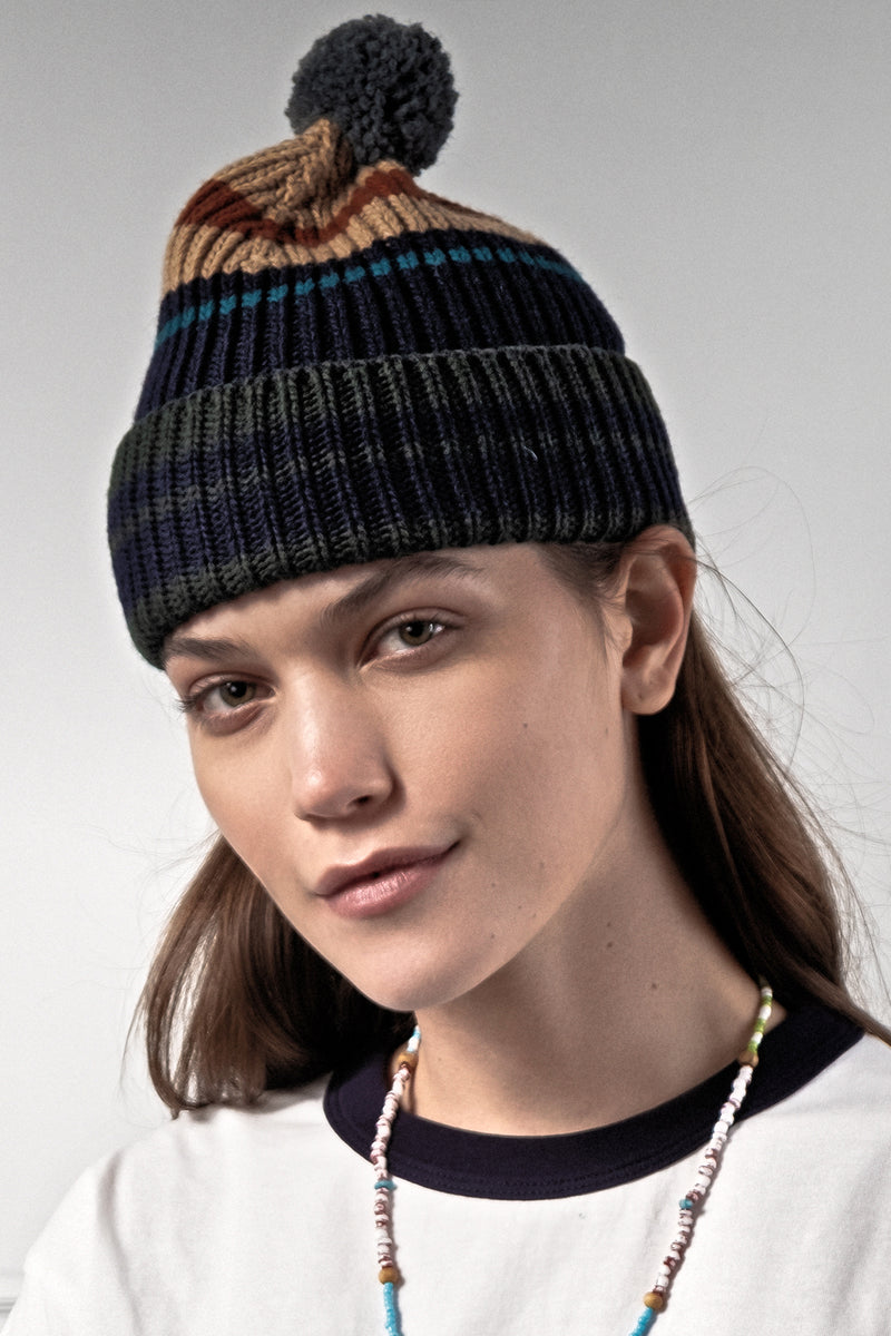 CAPPELLO CACHEMIRE MULTISTRIPE BLU MULTICOLOR